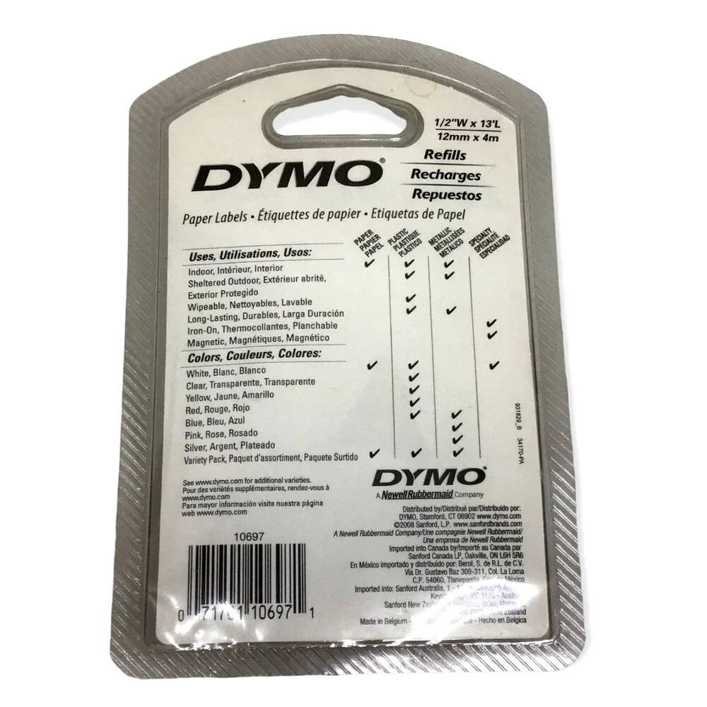Dymo Label Maker Refill 2 Pack Paper Cartridges White LetraTag 1/2